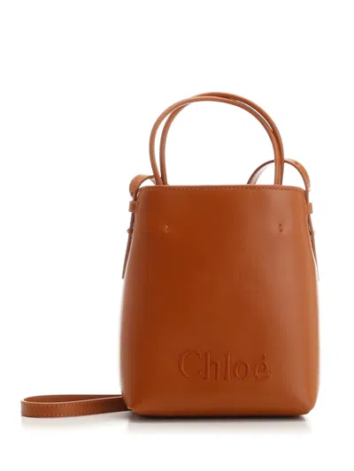 Chloé Micro Sense Bucket Bag In Brown