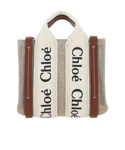 Chloé Micro Woody Crossbody Bag In Nude