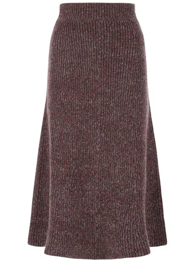 Chloé Mid Length Ribbed Knit Skirt In Violett