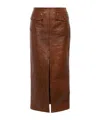 Chloé Pocket-detailed Leather Midi Skirt In Brown
