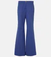 Chloé Flare Cotton Pants Belt Loops In Navy