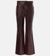 Chloé Mid-rise Leather Flared Pants In Deep Mahogany