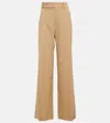 Chloé Signature Straight Pants Orange Size 4 95% Virgin Wool, 5% Elastane In Beige