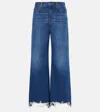 Chloé High Waist Wide-leg Cropped Jeans With Raw Hem In Blue