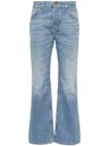 Chloé Blue High Waisted Jeans With Wide Leg And Logo Patch On The Rear In Denim Woman In Blue
