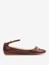 Chloé Chloe Misty Cut-out Leather Ballet Flats In Green