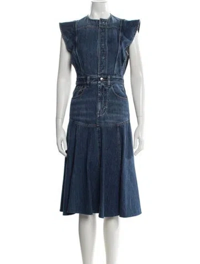 Pre-owned Chloé Midi Length Dress In Blue