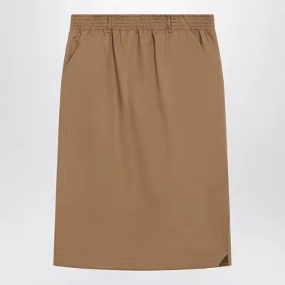 Chloé Midi Pencil Skirt In Cotton Blend Gabardine In Brown