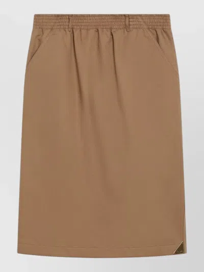 Chloé Midi Pencil Skirt Side Pockets Detail In Brown