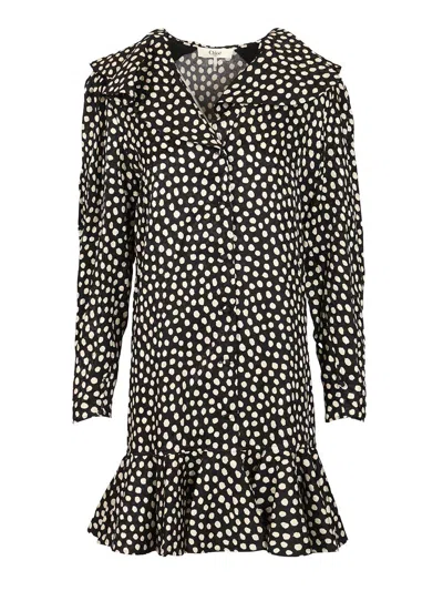 Chloé Midi Printed Dress With Ruffle Hem Dresses Black