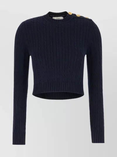 Chloé Midnight Blue Cotton Sweater In Black
