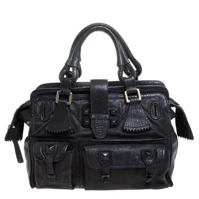Chloé Midnight Leather Front Pocket Tote In Black