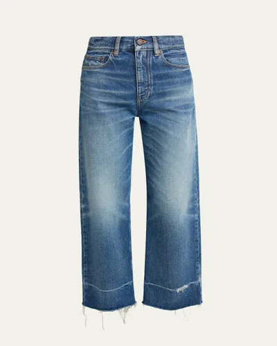 Chloé Mid-rise Straight-leg Raw-hem Ankle Jeans In Blue