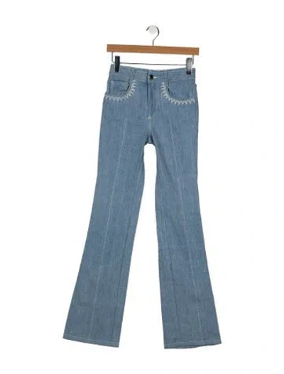 Pre-owned Chloé Mid-rise Wide Leg Jeans In Blue