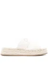 Chloé Mila Logo-embroidered Canvas Espadrille Slides In Neutrals