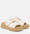 Chloé Mila Beige And White Sabot With Branded Strap In Linen Blend Woman In White
