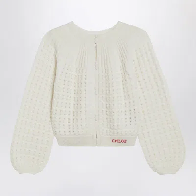 Chloé Milk-colored Wool And Knit Cardigan In White