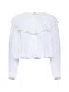 Chloé Milk Cotton Voile And Lace Ruffled Cropped Top In White