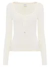 Chloé Women Cotton Jersey Henley T-shirt In White