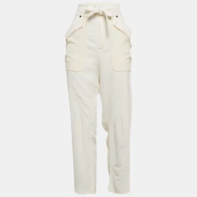Pre-owned Chloé Milk White Crepe Oversized Pocket Detail Trousers M