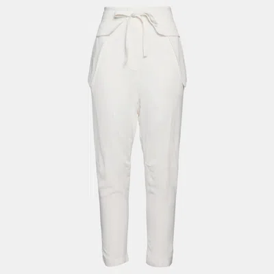 Pre-owned Chloé Milk White Crepe Tapered Trousers M (fr 38)
