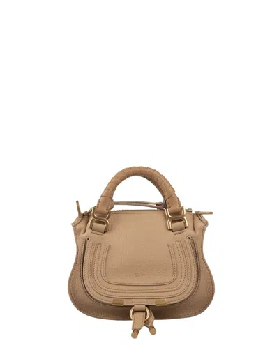 Chloé Mercie Shoulder Bag In Beige Leather In Brown