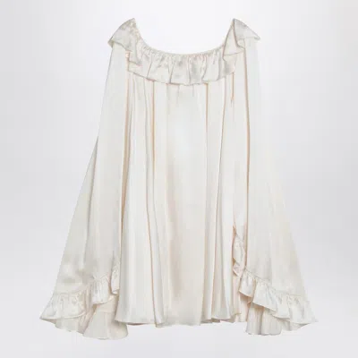 Chloé Milky White Mini Dress In Silk In Brown