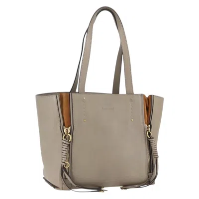 Pre-owned Chloé Chloe Milo Shopping Tote Leather Beige Leather Tote Bag Bag () In Sand