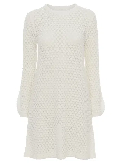 Chloé Mini Abito In Cotone Pointelle In White