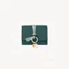 Chloé Mini Alphabet Tri-fold In Grained Leather In Green