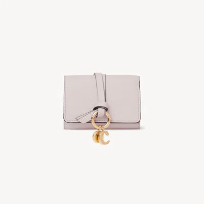 Chloé Mini Alphabet Tri-fold In Grained Leather In Pink