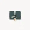 Chloé Mini Alphabet Tri-fold In Grained Leather Blue Size Onesize 100% Calf-skin Leather In Blue