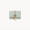Chloé Mini Alphabet Tri-fold In Grained Leather In Green