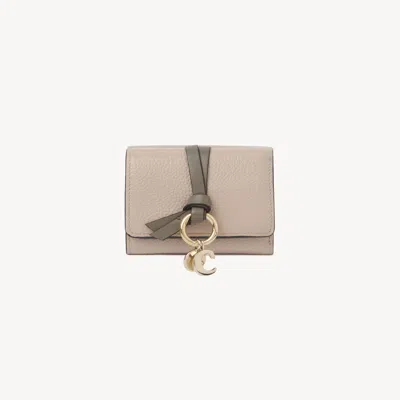 Chloé Mini Alphabet Tri-fold In Grained Leather Pink Size Onesize 100% Calf-skin Leather