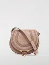Chloé Small Leather Marcie Saddle Bag In 米色