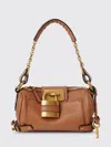 Chloé Logo Leather Shoulder Bag In Brown