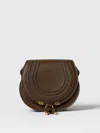 Chloé Sac Porté Épaule Marcie En Cuir Grainé Femme Beige Taille Onesize 100% Cuir De Veau In 黄棕色