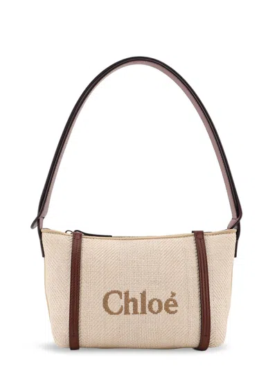 Chloé Chloè Mini Bag With Contrasting Leather Bands And Oversized Logo - Height 14.5 Cm In Sand