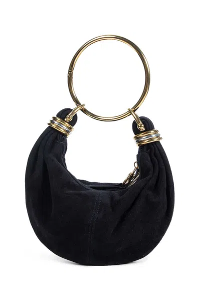 Chloé Mini Sac Hobo Bracelet Bag En Cuir Velours In Black