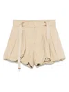 Chloé Balloon Cotton Shorts With Lateral Adjustable Straps In Nude