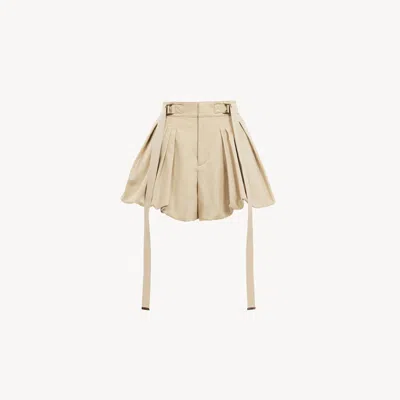 CHLOÉ MINI-SHORT BALLON EN GABARDINE DE COTON FEMME BEIGE TAILLE 40 100% COTON, BUBALUS BUBALIS, FARMED, C