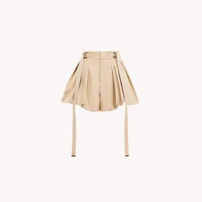 Chloé Mini-short Ballon En Gabardine De Coton In Neutral