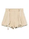 Chloé Balloon Cotton Shorts With Lateral Adjustable Straps In Neutrals