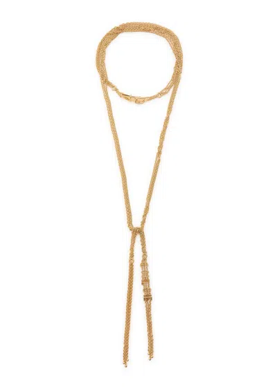 Chloé Chloe Mini Belt Logo-embellished Drop Necklace In Gold