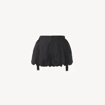 CHLOÉ MINI SHORT BLOOMER EN SOIE HABOTAI LAVÉE FEMME NOIR TAILLE 36 100% SOIE, HORN BUBALUS BUBALIS, FARME