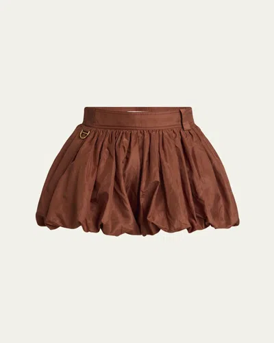 Chloé Mini Bloomy Gathered Shorts In Chestnut Brown