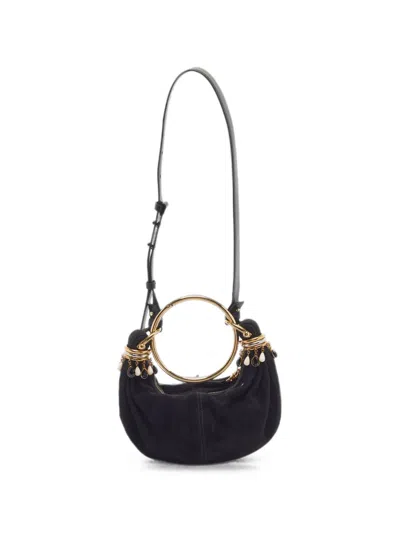 Pre-owned Chloé Mini Bracelet Bead-embellished Shoulder Bag In Black