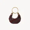 Chloé Mini Bracelet Hobo Bag In Suede Leather & Snakeskin Brown Size Onesize 100% Calf-skin Leather