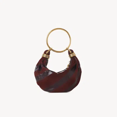 Chloé Mini Bracelet Hobo Bag In Suede Leather & Snakeskin Brown Size Onesize 100% Calf-skin Leather