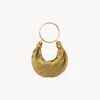 Chloé Mini Bracelet Hobo Bag In Suede Leather & Snakeskin Gold Size Onesize 100% Calf-skin Leather